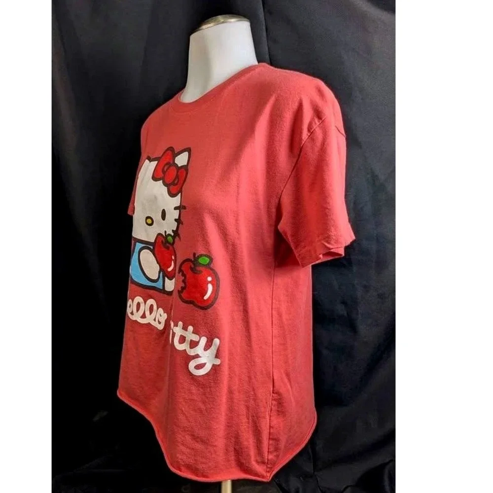 Sanrio Hello‎ Kitty Graphic T-Shirt ~ Junior's Size Small~Red Apple~Short Sleeve